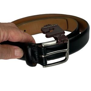 NEW Trafalgar Everett Black Vegetable Tanned Leather Sliver Tone Buckle Size 42